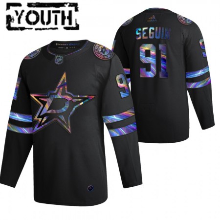 Dallas Stars Tyler Seguin 91 2021-22 Iriserend holografisch Zwart Authentic Shirt - Kinderen
